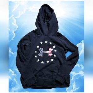Under Armour Hoodie Y2k Mens S Black Pullover Freedom Tech 🇺🇲 Patriot Athletic